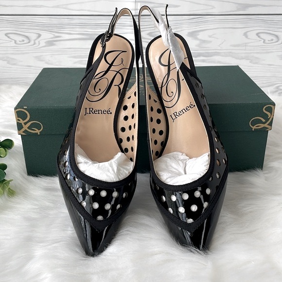 J.Renee “Adalyn” Patent Leather Kitten Heel Sling Backs - Picture 7 of 13